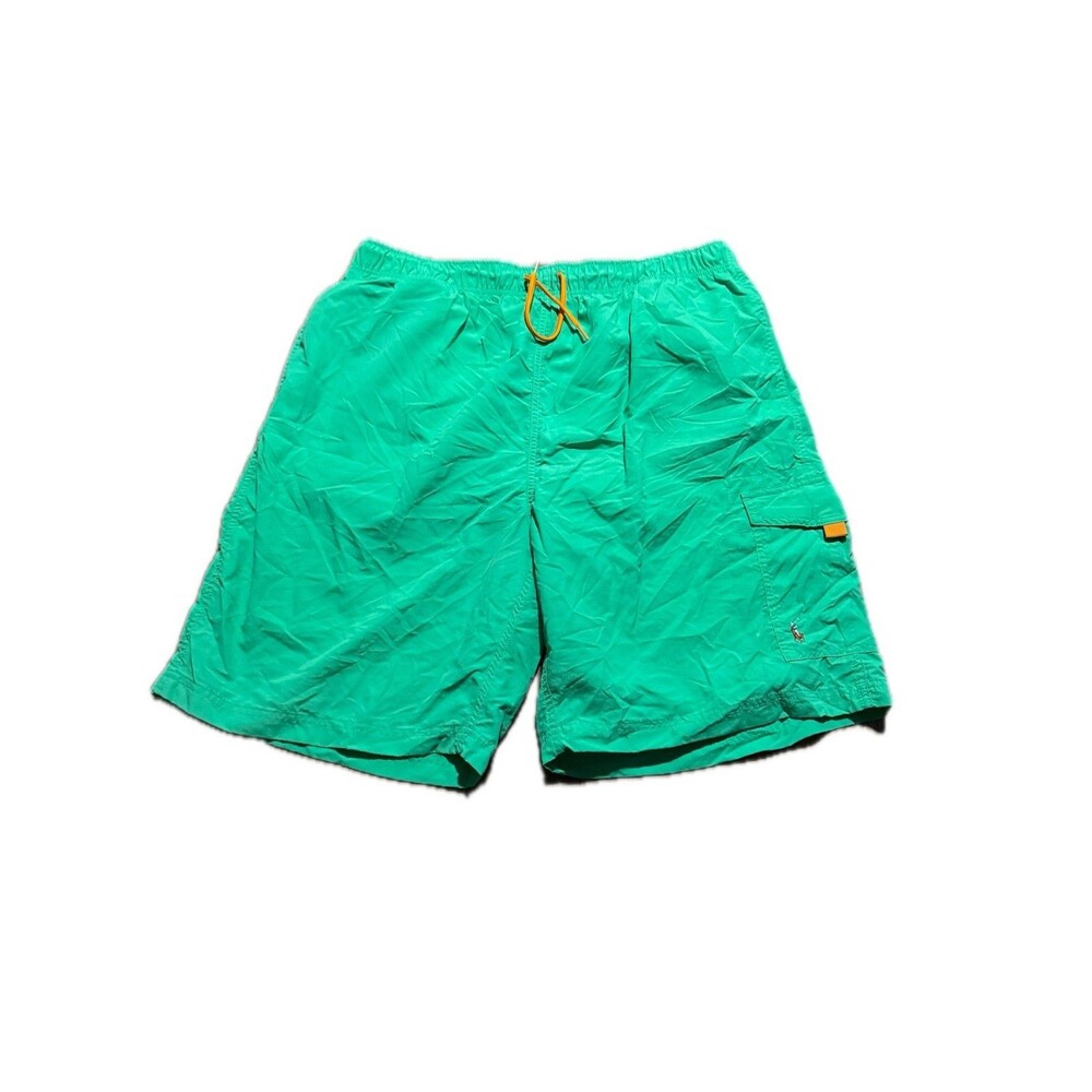 Vintage Polo Ralph Lauren Mens XXL Swim Trunks Lined Green Orange Board Shorts
